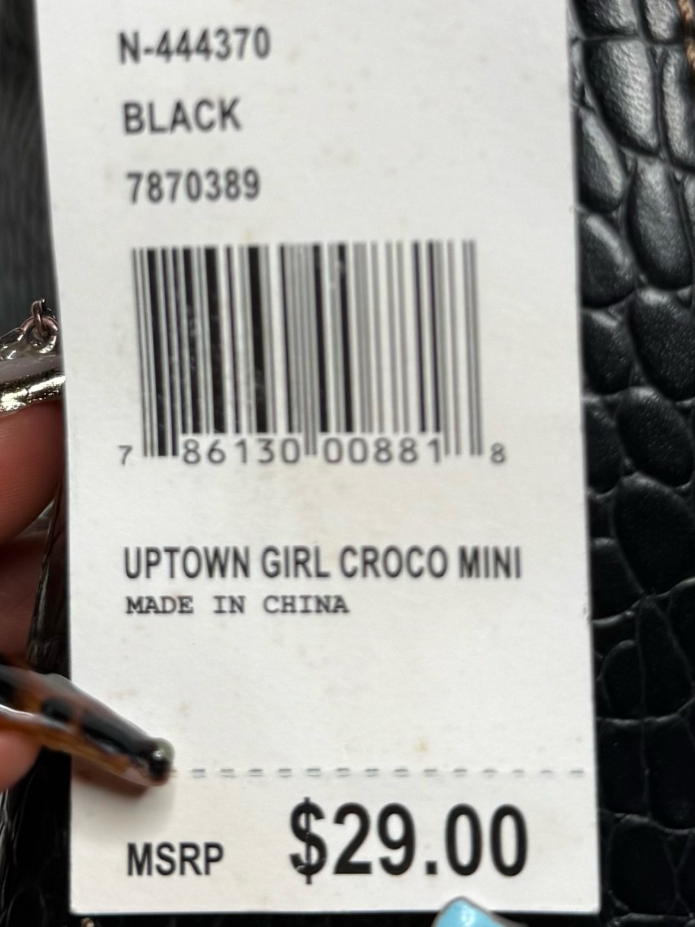 Nine West Uptown Girl Croco Mini Shoulder Bag Black Y2K Baguette - Picture 8 of 8
